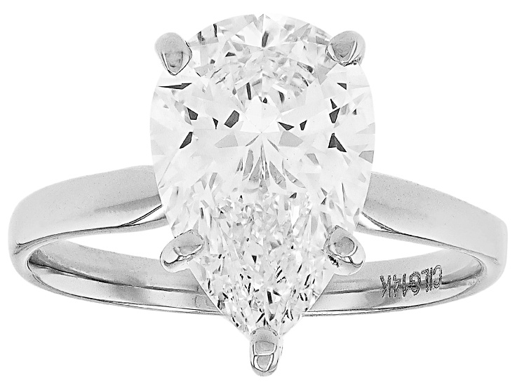 14k White Gold Pear Shape White IGI Certified Lab-Grown Diamond Solitaire Ring 2.00ct F/VS1