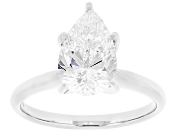 Picture of Certified Pear Shape White Lab-Grown Diamond F VS1 14K White Gold Solitaire Ring 2.00ct