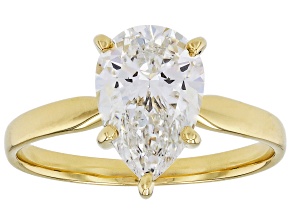 14k Yellow Gold Pear Shape White IGI Certified Lab-Grown Diamond Solitaire Ring 2.00ct F/VS1