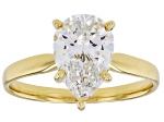 14k Yellow Gold Pear Shape White IGI Certified Lab-Grown Diamond Solitaire Ring 2.00ct F/VS1
