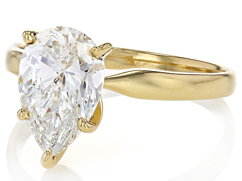 14k Yellow Gold Pear Shape White IGI Certified Lab-Grown Diamond Solitaire Ring 2.00ct F/VS1