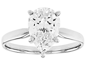 14k White Gold Pear Shape White IGI Certified Lab-Grown Diamond Solitaire Ring 3.00ct F/VS1