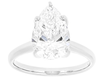 Picture of Certified Pear Shape White Lab-Grown Diamond F VS1 14K White Gold Solitaire Ring 3.00ct