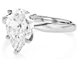 14k White Gold Pear Shape White IGI Certified Lab-Grown Diamond Solitaire Ring 3.00ct F/VS1
