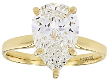 Picture of 14k Yellow Gold Pear Shape White IGI Certified Lab-Grown Diamond Solitaire Ring 3.00ct F/VS1