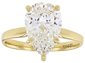 14k Yellow Gold Pear Shape White IGI Certified Lab-Grown Diamond Solitaire Ring 3.00ct F/VS1