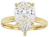 14k Yellow Gold Pear Shape White IGI Certified Lab-Grown Diamond Solitaire Ring 3.00ct F/VS1