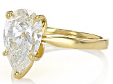 14k Yellow Gold Pear Shape White IGI Certified Lab-Grown Diamond Solitaire Ring 3.00ct F/VS1