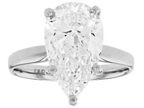14k White Gold Pear Shape White IGI Certified Lab-Grown Diamond Solitaire Ring 4.00ct F/VS1