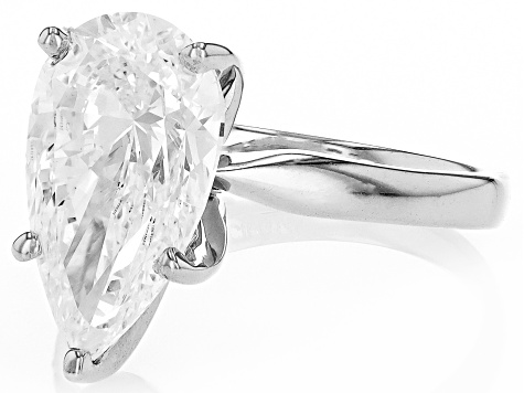 14k White Gold Pear Shape White IGI Certified Lab-Grown Diamond Solitaire Ring 4.00ct F/VS1