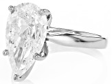 14k White Gold Pear Shape White IGI Certified Lab-Grown Diamond Solitaire Ring 4.00ct F/VS1