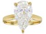 14k Yellow Gold Pear Shape White IGI Certified Lab-Grown Diamond Solitaire Ring 4.00ct F/VS1