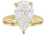 14k Yellow Gold Pear Shape White IGI Certified Lab-Grown Diamond Solitaire Ring 4.00ct F/VS1