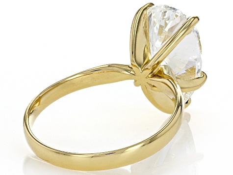 14k Yellow Gold Pear Shape White IGI Certified Lab-Grown Diamond Solitaire Ring 4.00ct F/VS1