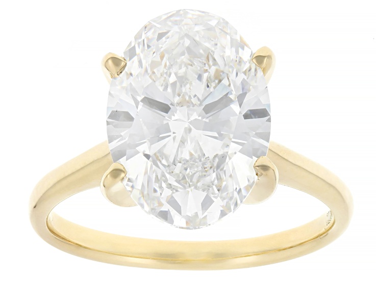 Certified Oval White Lab-Grown Diamond F VS1 14K Yellow Gold Solitaire Ring 5.00ct