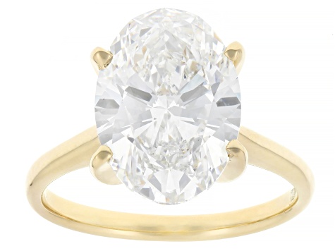Certified Oval White Lab-Grown Diamond F VS1 14K Yellow Gold Solitaire Ring 5.00ct