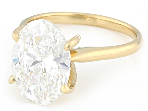 Certified Oval White Lab-Grown Diamond F VS1 14K Yellow Gold Solitaire Ring 5.00ct