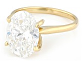 Certified Oval White Lab-Grown Diamond F VS1 14K Yellow Gold Solitaire Ring 5.00ct