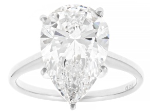 Certified Pear Shape White Lab-Grown Diamond F VS1 14K White Gold Solitaire Ring 5.00ct