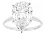 Certified Pear Shape White Lab-Grown Diamond F VS1 14K White Gold Solitaire Ring 5.00ct