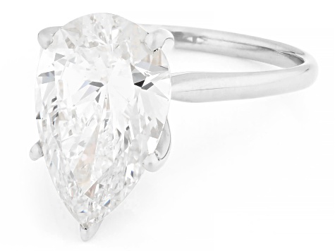 Certified Pear Shape White Lab-Grown Diamond F VS1 14K White Gold Solitaire Ring 5.00ct