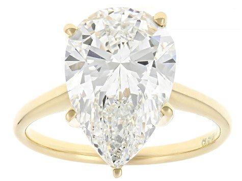 Certified Pear Shape White Lab-Grown Diamond F VS1 14K Yellow Gold Solitaire Ring 5.00ct