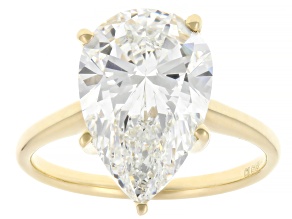 Certified Pear Shape White Lab-Grown Diamond F VS1 14K Yellow Gold Solitaire Ring 5.00ct