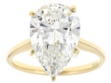 Certified Pear Shape White Lab-Grown Diamond F VS1 14K Yellow Gold Solitaire Ring 5.00ct