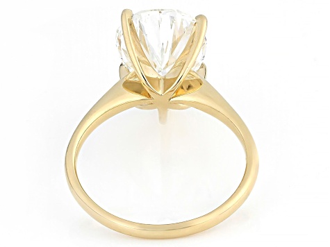 Certified Pear Shape White Lab-Grown Diamond F VS1 14K Yellow Gold Solitaire Ring 5.00ct