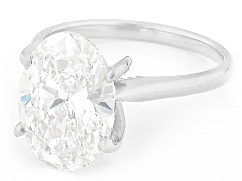 Certified Oval White Lab-Grown Diamond F VS1 14K White Gold Solitaire Ring 5.00ct