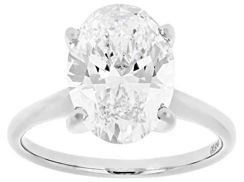 Certified Oval White Lab-Grown Diamond F VS1 14K White Gold Solitaire Ring 4.00ct