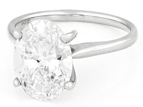 Certified Oval White Lab-Grown Diamond F VS1 14K White Gold Solitaire Ring 4.00ct