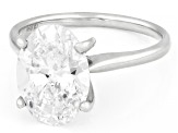 Certified Oval White Lab-Grown Diamond F VS1 14K White Gold Solitaire Ring 4.00ct