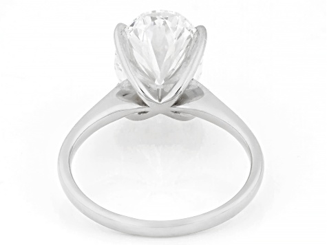 Certified Oval White Lab-Grown Diamond F VS1 14K White Gold Solitaire Ring 4.00ct