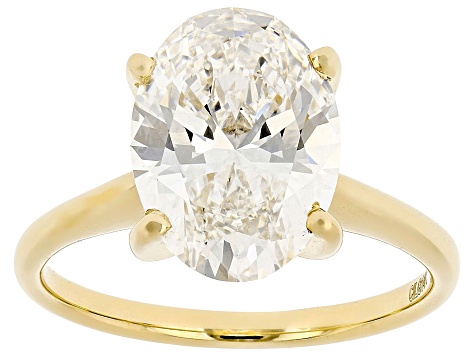 Certified Oval White Lab-Grown Diamond F VS1 14K Yellow Gold Solitaire Ring 4.00ct