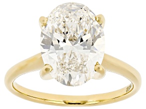 Certified Oval White Lab-Grown Diamond F VS1 14K Yellow Gold Solitaire Ring 4.00ct