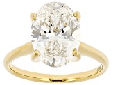 Certified Oval White Lab-Grown Diamond F VS1 14K Yellow Gold Solitaire Ring 4.00ct