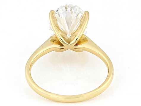 Certified Oval White Lab-Grown Diamond F VS1 14K Yellow Gold Solitaire Ring 4.00ct