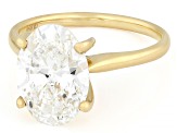 Certified Oval White Lab-Grown Diamond F VS1 14K Yellow Gold Solitaire Ring 4.00ct
