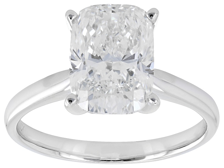 Certified Cushion White Lab-Grown Diamond F VS1 14K White Gold Solitaire Ring 3.00ct