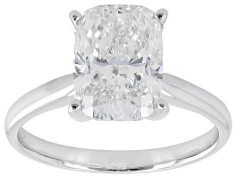 Certified Cushion White Lab-Grown Diamond F VS1 14K White Gold Solitaire Ring 3.00ct