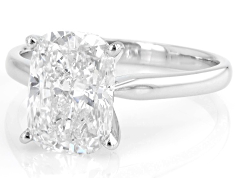 Certified Cushion White Lab-Grown Diamond F VS1 14K White Gold Solitaire Ring 3.00ct
