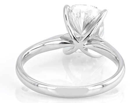 Certified Cushion White Lab-Grown Diamond F VS1 14K White Gold Solitaire Ring 3.00ct