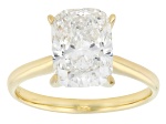 Certified Cushion White Lab-Grown Diamond F VS1 14K Yellow Gold Solitaire Ring 3.00ct
