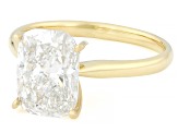 Certified Cushion White Lab-Grown Diamond F VS1 14K Yellow Gold Solitaire Ring 3.00ct
