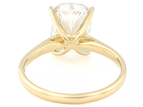 Certified Cushion White Lab-Grown Diamond F VS1 14K Yellow Gold Solitaire Ring 3.00ct