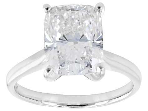 Certified Cushion White Lab-Grown Diamond F VS1 14K White Gold Solitaire Ring 4.00ct