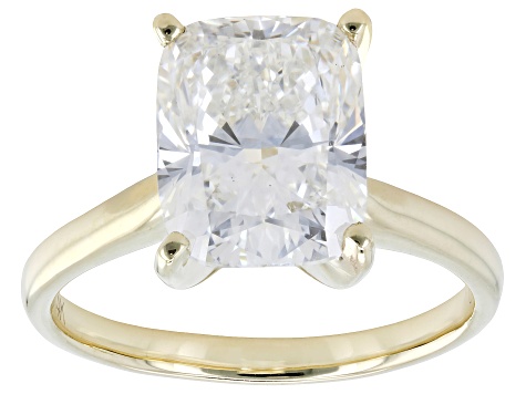 Certified Cushion White Lab-Grown Diamond F VS1 14K Yellow Gold Solitaire Ring 4.00ct