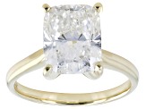 Certified Cushion White Lab-Grown Diamond F VS1 14K Yellow Gold Solitaire Ring 4.00ct