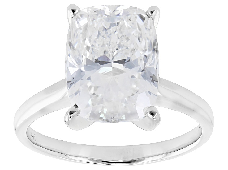 Certified Cushion White Lab-Grown Diamond F VS1 14K White Gold Solitaire Ring 5.00ct